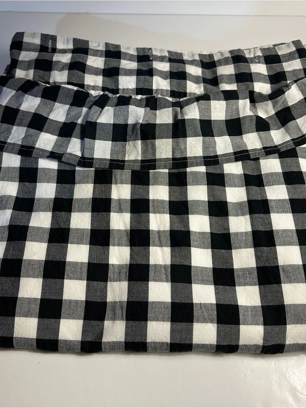 Annie Buffalo Check Ruffled Black and White Gingham Shower Curtain • 72”x72”